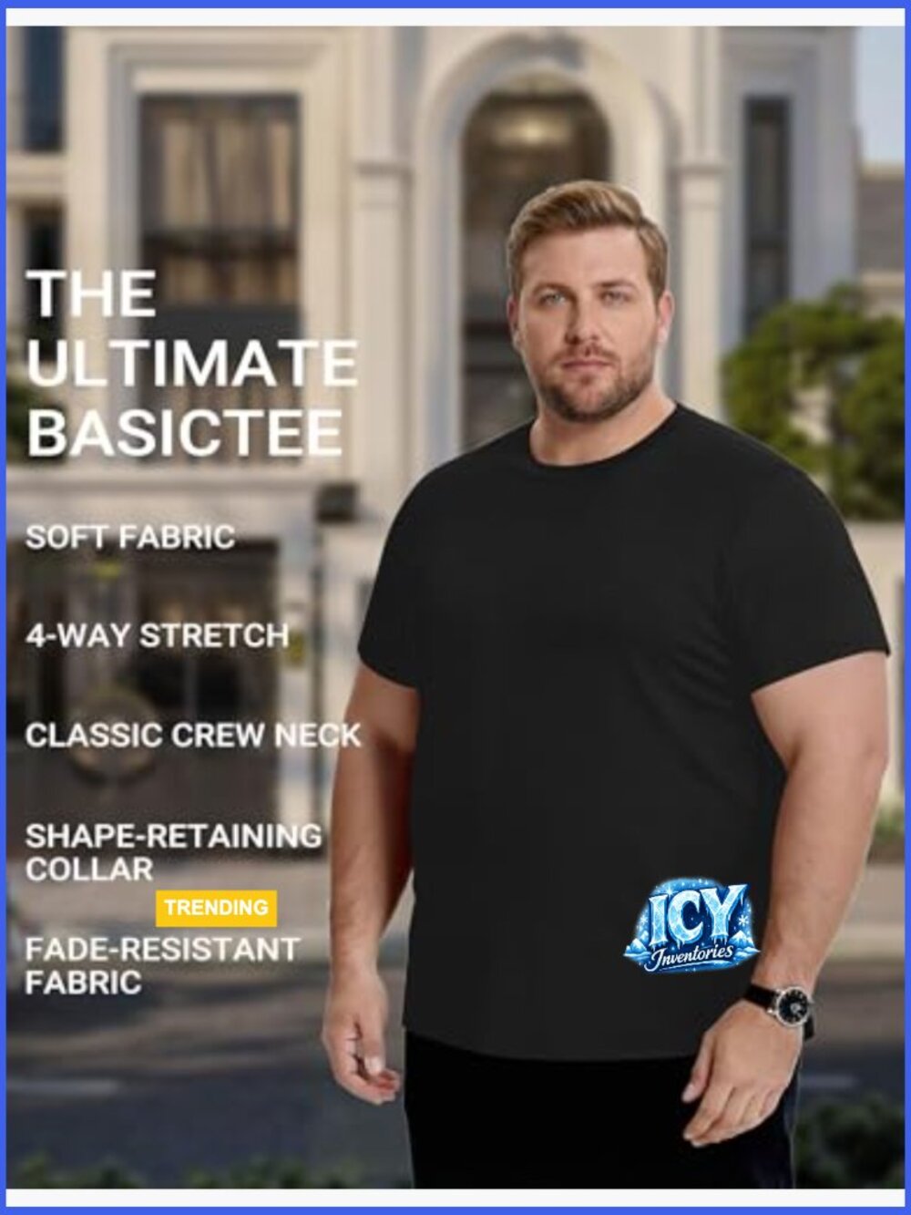 Short Sleeve Crew Neck T-Shirt, Recycled Polyester Blend, Regular Fit - Picture 5 of 7